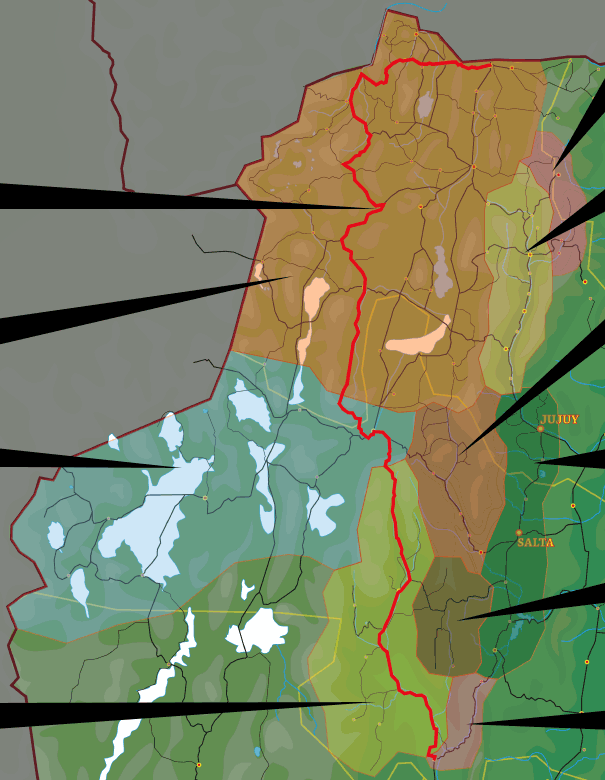 carte du nord ouest argentin